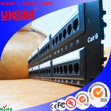 Rede UTP RJ45 cat6 19 polegadas painel de patch de 48 portas com gerenciamento de cabos